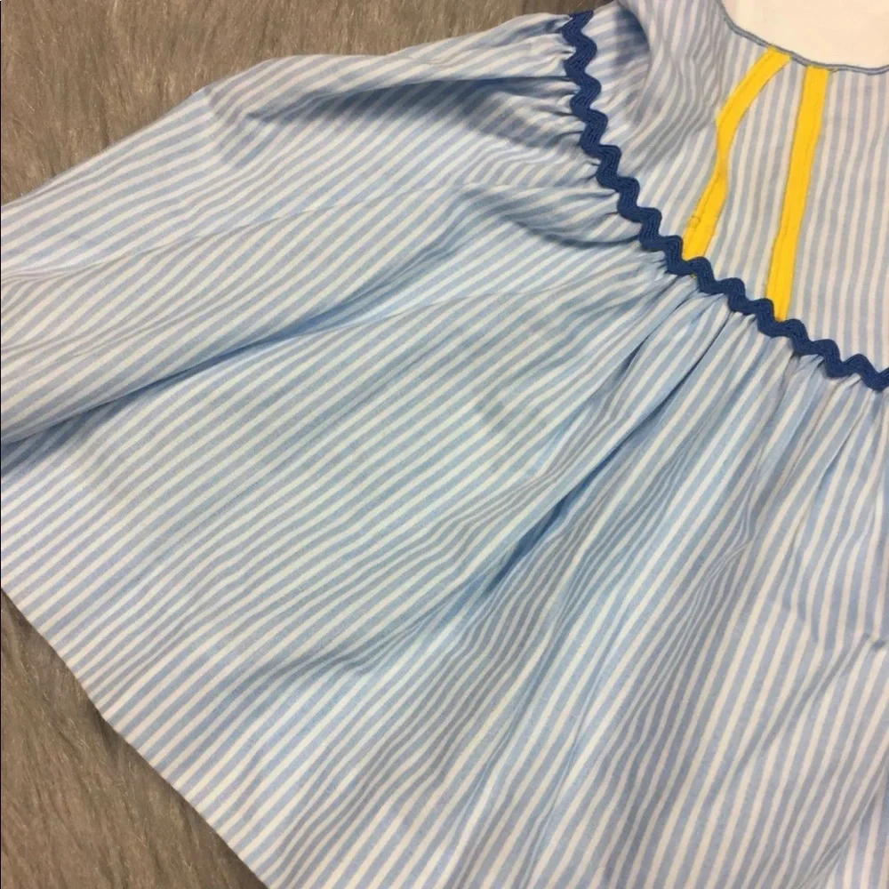 Vintage Alyssa Blue White Striped Flamingo Dress